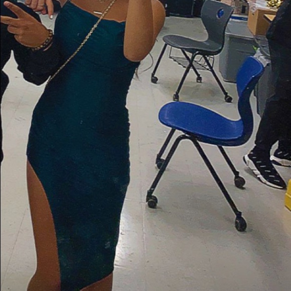 Dark Green dress with slit